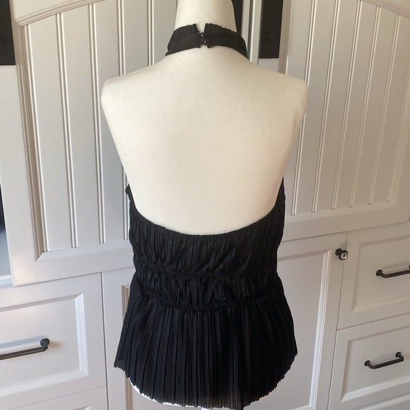 Anthropologie Womens En Elly Pleated Halter Tank Top Open Back Black Size S - Picture 4 of 6